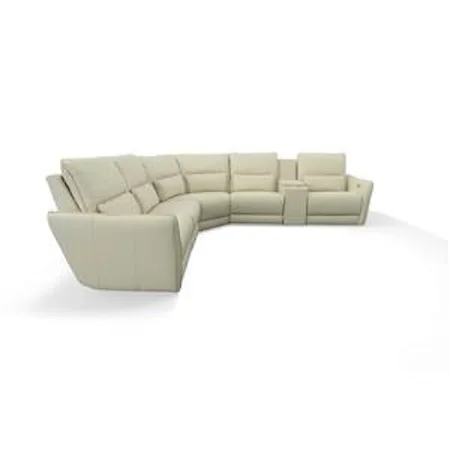 6 PC Power Reclining Sectional with Storage Console and Steel Cupholders